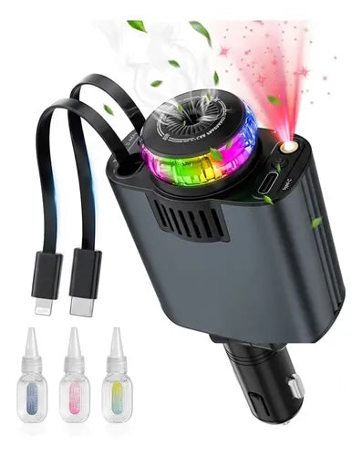Cargador Difusor De Aroma Y Luces Para Carro 5 en 1